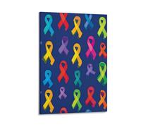 Autism Awareness Ribbons Colored Wall Art Posters & Prints Stylish Wall Hanging Decor for Bedroom Living Room