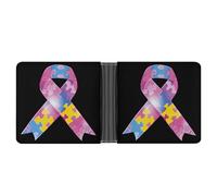 Autism Awareness Ribbons Leather Wallets for Men Slim Bifold Wallet Credit Card Holder Front Pocket Wallets