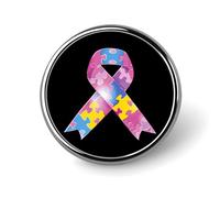 Autism Awareness Ribbons Round Badges Personalized Button Brooch Lapel Pins for Clothing Decoration