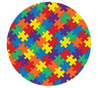 Autism Awareness Round Rainbow Puzzle Car Magnet Bumper Decal, 5 1/2 Inch