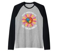 Autism Awareness Sunflower Accept Understand Love Raglan Baseball Tee