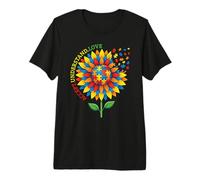 Autism Awareness Sunflower Puzzle Pieces Neurodiversity Premium T-Shirt