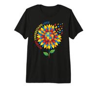 Autism Awareness Sunflower Puzzle Pieces Neurodiversity Premium T-Shirt