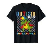 Autism Awareness Super T-Rex Dabbing - Autism Is My Power T-Shirt