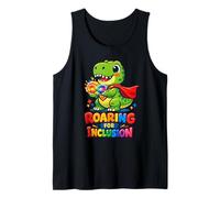 Autism Awareness Superhero Dinosaur Roaring for Inclusion Tank Top
