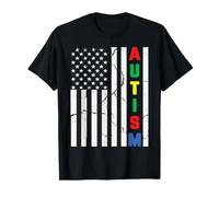 Autism Awareness Support US Flag Patriotic Autistic T-Shirt