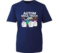 Autism Awareness T-Shirt Autism Mega Truck Health Awareness Kindness Love Respect World Autism Day Autistic Boys and Girls Unisex Gift Tee Top (Navy, S)