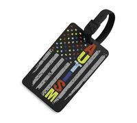 Autism Awareness US Flag Travel Luggage Tag for Suitcases ID Label Custom Bag Baggage Labels Black-Style