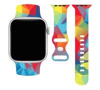 Autism Awareness Watch Series 10 Band, Gradient Geometry IWatch Band Compatible With Apple Watch 38mm 40mm 41mm Wristbands Rubber Strap Adjustable Replacement For Series 9/8/7/6/Se/Ultra For Women Men