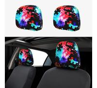 Autism Awareness Watercolor Splatter 2pcs Personalized Embroidery Soft Breathable Car Seat Headrest Cover Protection Auto Accessories