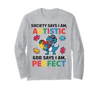 Autism Awareness with a Funny T-Rex Dinosaur Long Sleeve T-Shirt