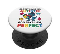 Autism Awareness with a Funny T-Rex Dinosaur PopSockets Adhesive PopGrip