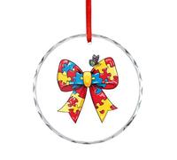 Autism Christmas Hanging Ornaments Crystal Glass Round Pendant Gifts for Xmas Trees Home Offices