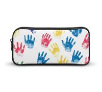 Autism Colored Palm Prints Simple Pencil Case Big Capacity Pouch Box Travel Makeup Bag