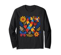 Autism Colorful Puzzle Awareness Ribbon Boho Floral Art Long Sleeve T-Shirt