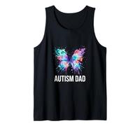 Autism Dad Rainbow Watercolor Butterfly Art Tank Top