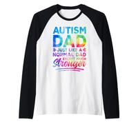 Autism Dad Stronger Autistic Awareness Support Tie Dye Raglan Baseball Tee