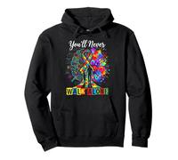 Autism Dad Support Alone Puzzle You'll Never Walk Pullover Hoodie