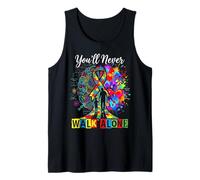 Autism Dad Support Alone Puzzle You'll Never Walk Tank Top