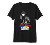 Autism Dad Walking Together Puzzle Premium T-Shirt