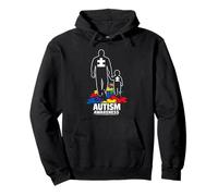 Autism Dad Walking Together Puzzle Pullover Hoodie