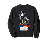 Autism Dad Walking Together Puzzle Sweatshirt