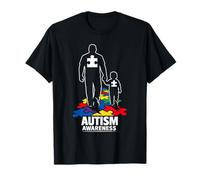 Autism Dad Walking Together Puzzle T-Shirt