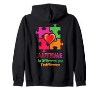 Autism Difference Not Indifference Awareness Month Zip Hoodie