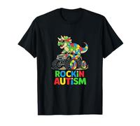 Autism Dino Monster Truck Design Rockin Autism Kids Tee T-Shirt