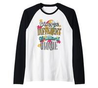 Autism Diverse Different Brilliant Unique Autistic Support Raglan Baseball Tee