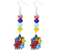 Autism Earrings Multi Color Enamel Autism Awareness Puzzle Piece Heart Shaped Drop Dangle Earrings for Women Inspirational Jewelry, enamel, No Gemstone