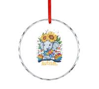 Autism Elephant Christmas Hanging Ornaments Crystal Glass Round Pendant Gifts for Xmas Trees Home Offices