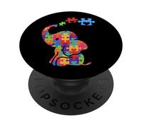 Autism Elephant Gift Autism Awareness Autistic Black PopSockets Adhesive PopGrip