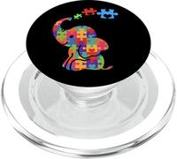 Autism Elephant Gift Autism Awareness Autistic Black PopSockets PopGrip for MagSafe