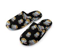Autism Elephant Men's Cotton Slippers Memory Foam Comfort House Shoes Winter Indoor Slipper for Hotel Casa Spa