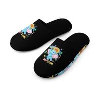 AUTISM Elephant Men's Cozy House Slippers Winter Warm Shoes with Anti-Slip Sole for Travel Indoor Outdoor