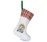 Autism Elephant Sequin Christmas Stocking Xmas Hanging Stockings for Fireplace Tree Holiday Party Decorations