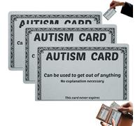 Autism Excuse Card - Funny Wallet-Size PVC Gag Gift - Durable Plastic, Great for Friends, Stocking Stuffers & White Elephants, Plastic Autism Card Interactive Game for Friends Gathering (3Pcs)