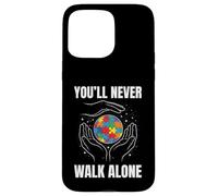 Autism Father Son Family World in Hands Kids Dad Autism Case for iPhone 15 Pro Max