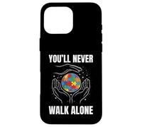 Autism Father Son Family World in Hands Kids Dad Autism Case for iPhone 16 Pro Max