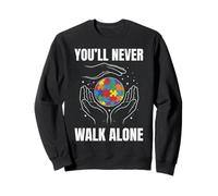 Autism Father Son Family World in Hands Kids Dad Autism Sweatshirt