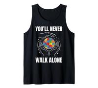 Autism Father Son Family World in Hands Kids Dad Autism Tank Top
