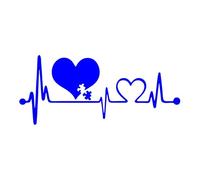 Autism Heart Beat Lifeline Creative Car Stickers Car Window Personality Decorative Accessories Car Styling Decals(Blue,50X21.6CM)