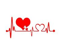 Autism Heart Beat Lifeline Creative Car Stickers Car Window Personality Decorative Accessories Car Styling Decals(Red,25X10.8CM)