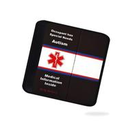 Autism Help Belt 6” Medical Alert Seat Belt Cover with Inside Pocket, Medical Form and Online Fillable Forms (Black/White)