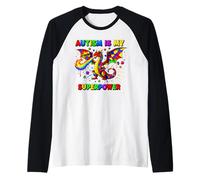 Autism is My Super Power Dragon Autism Men Women Kids Boys Raglan Baseball Tee