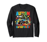 Autism is My Super Power Funny Dino T-Rex Awareness for Kids Long Sleeve T-Shirt