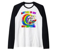 Autism is My Super Power Shark Sunglasses Men Women Kids Raglan Baseball Tee