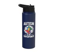 Autism is My Superpower - Autism Awareness Autistic Kids Stainless Steel Insulated Water Bottle