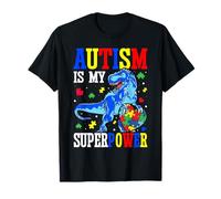 Autism Is My Superpower Autism Awareness Dinosaur T-Shirt